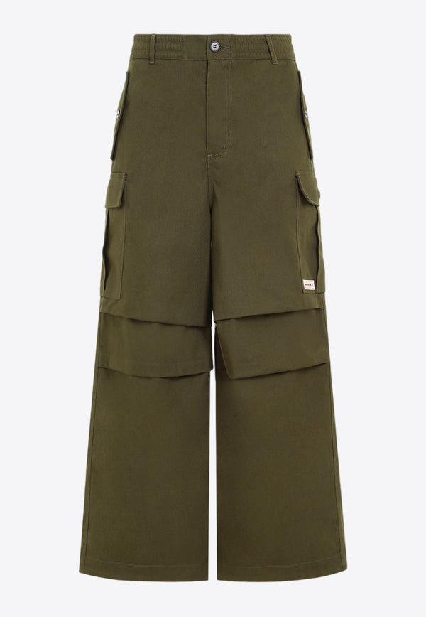 Wide-Leg Logo-Patch Cargo Pants