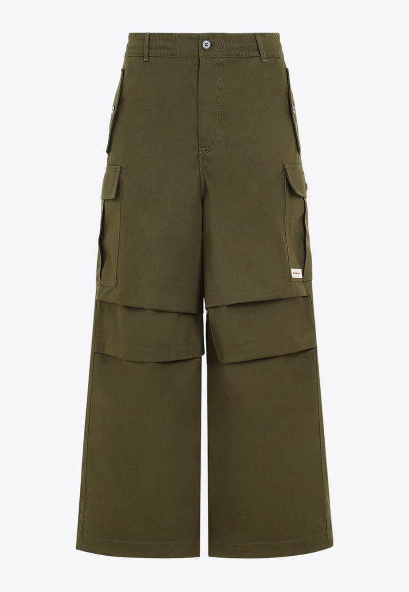 Wide-Leg Logo-Patch Cargo Pants