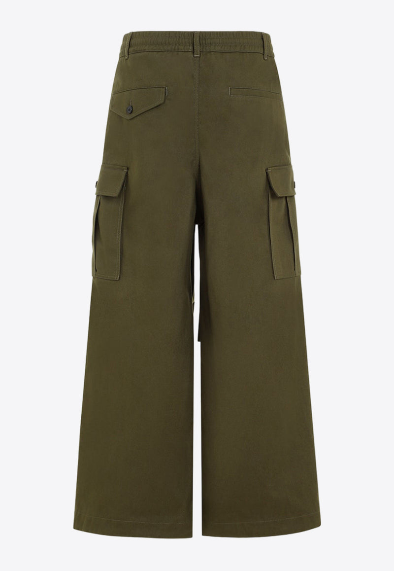 Wide-Leg Logo-Patch Cargo Pants