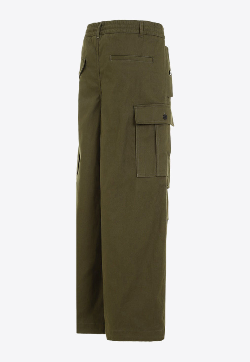 Wide-Leg Logo-Patch Cargo Pants