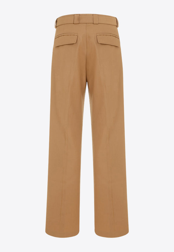 Belted Straight-Leg Wool-Blend Pants