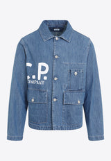 Logo-Printed Stone-Washed Denim Jacket