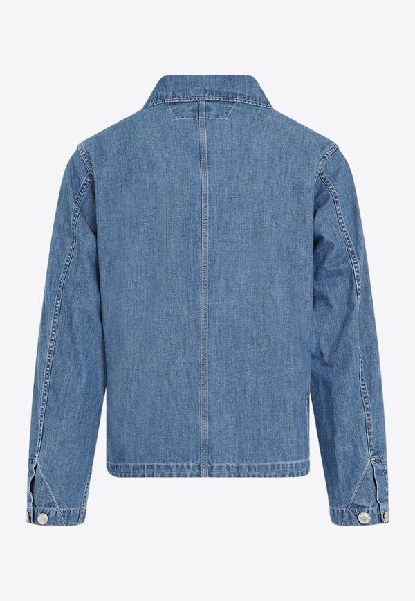 Logo-Printed Stone-Washed Denim Jacket