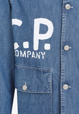 Logo-Printed Stone-Washed Denim Jacket