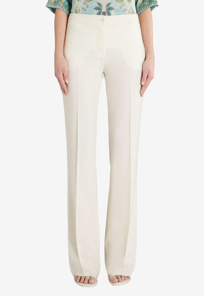 Etro High-Waist Jacquard Wool Pants 13191-0531 0990 Ivory