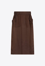 Pencil Midi Skirt in Silk Muslin