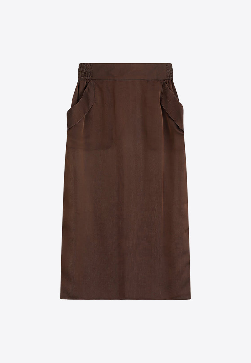 Pencil Midi Skirt in Silk Muslin