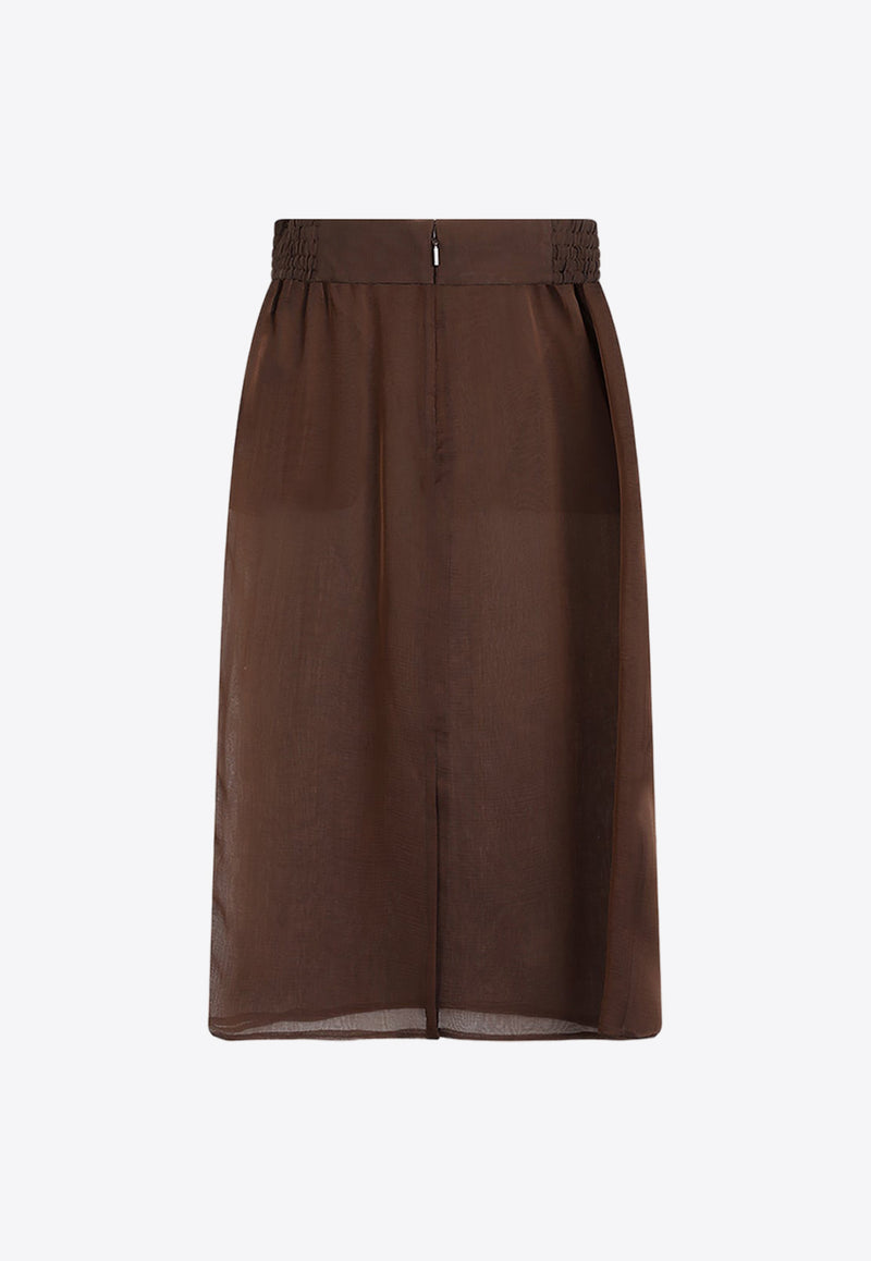 Pencil Midi Skirt in Silk Muslin