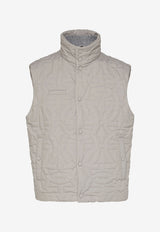 Salvatore Ferragamo Quilted Gancini Gilet in Recycled Fabric Grey 141176 N 750735 GREY