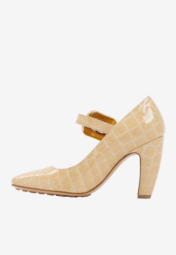 Mostra 90 Mary Jane Pump in Croc-Embossed Leather