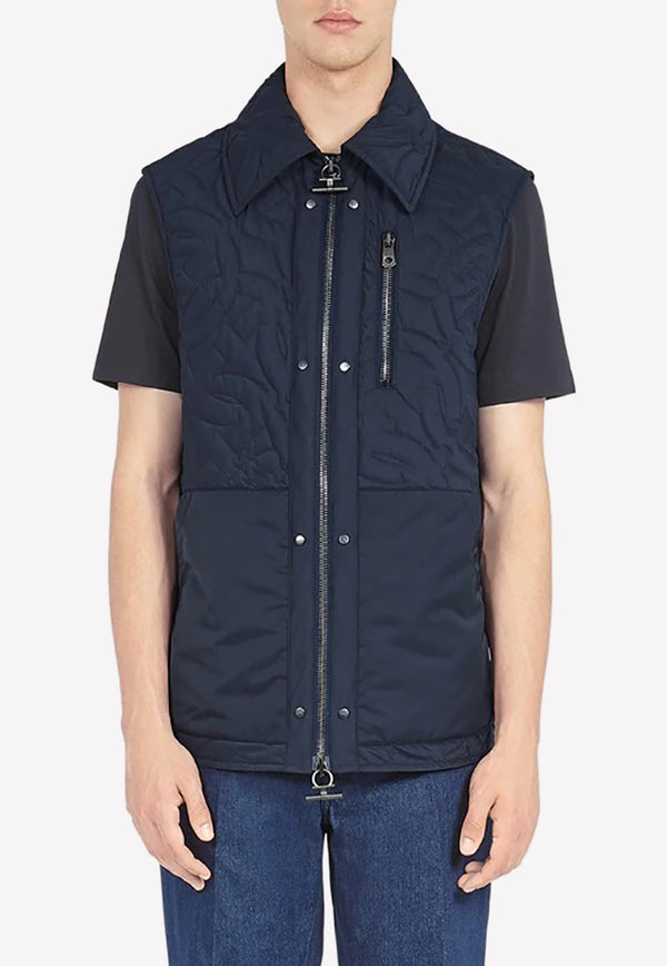 Salvatore Ferragamo Gancini Monogram Quilted Vest Navy 141673 N 759119 NAVY/BLACK