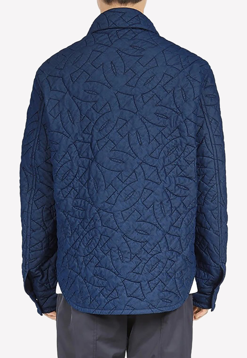 Salvatore Ferragamo Quilted Gancini Denim Overshirt Denim 141684 G 759128 DENIM/NAVY