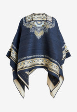 Etro Scarf-Print Cape in Silk Blend Blue 14321-9131 0200