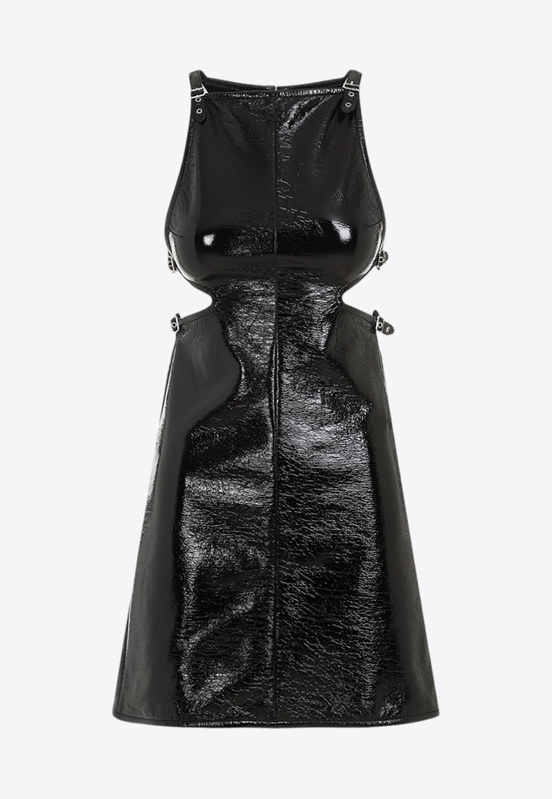 Slash Buckle Vinyl Mini Dress