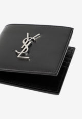 Logo Plaque Leather Bi-Fold Wallet