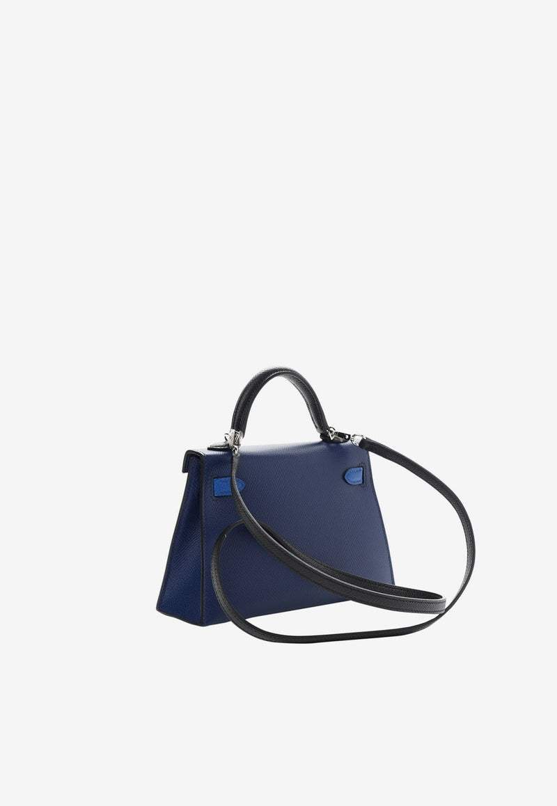 Hermès Mini Kelly Sellier 20 Bleu Saphir Bleu and France Black Epsom Leather with Palladium Hardware Black 1648751613