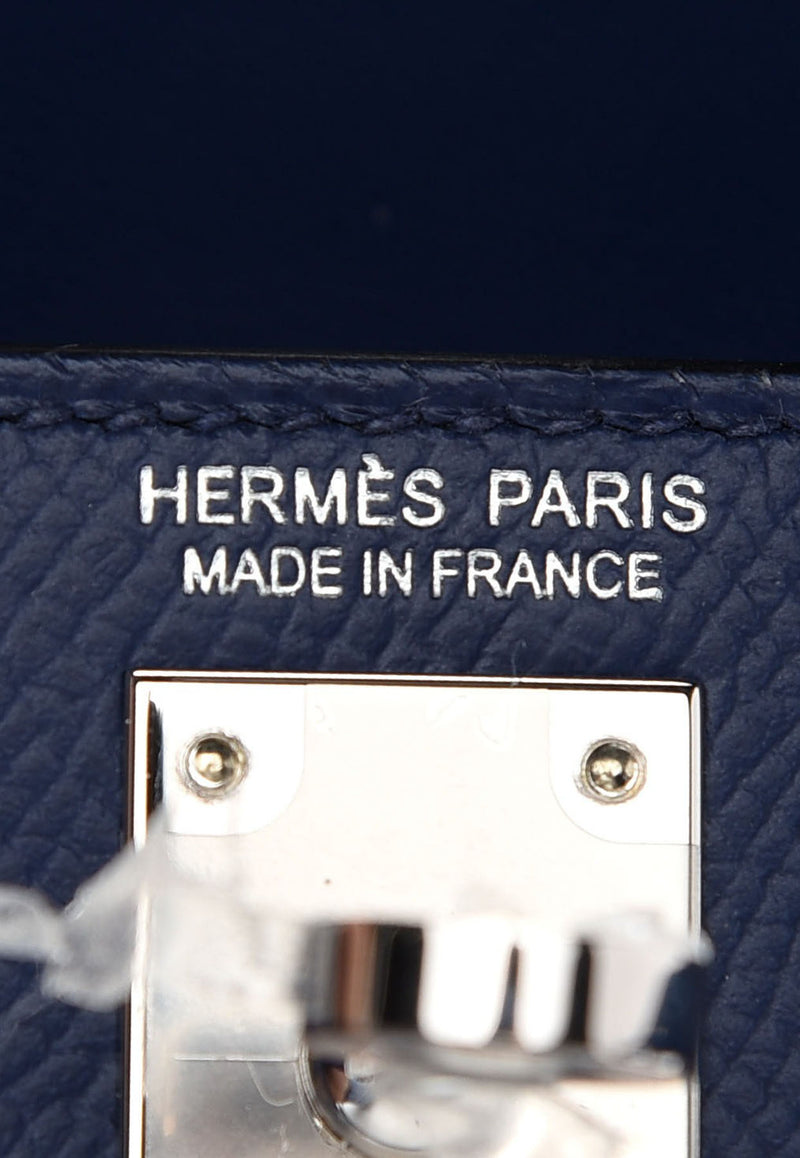 Hermès Mini Kelly Sellier 20 Bleu Saphir Bleu and France Black Epsom Leather with Palladium Hardware Black 1648751613