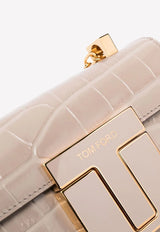 Small Shiny Crocodile Leather Chain Shoulder BagBeigeL1384E-LCL150 U8006Tom Ford