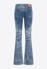 Crystal Logo Washed Flared Jeans