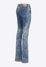 Crystal Logo Washed Flared Jeans