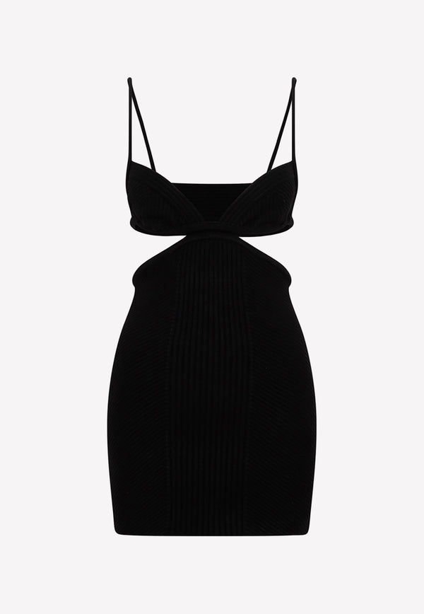 Cut-Out Rib Knit Mini Dress