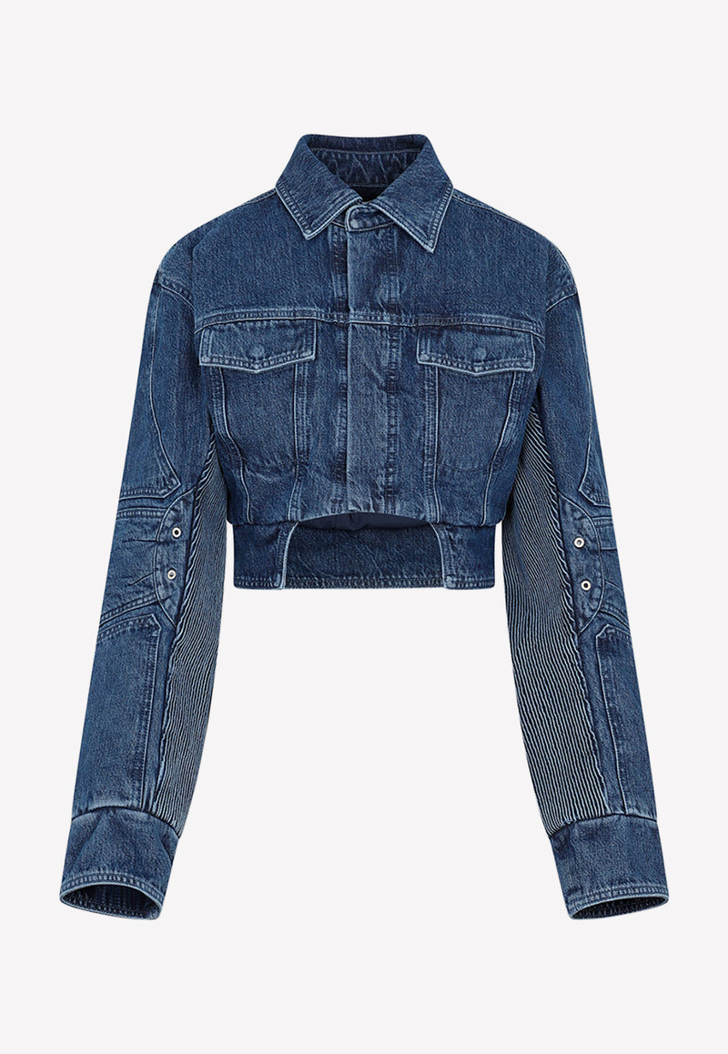 Motorcycle Hole Cropped Denim Jacket