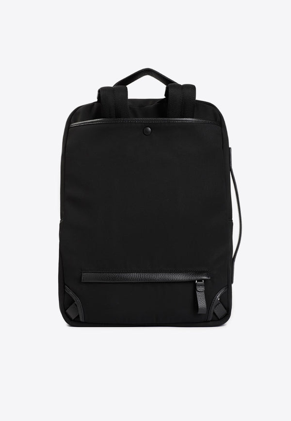 Logo Backpack in Leather and Tech Fabric