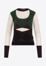 Regenerated Lozenge Knit Crewneck Sweater