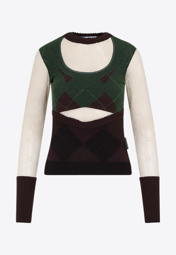 Regenerated Lozenge Knit Crewneck Sweater