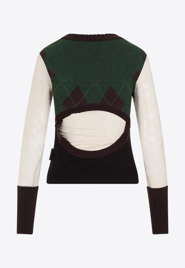 Regenerated Lozenge Knit Crewneck Sweater