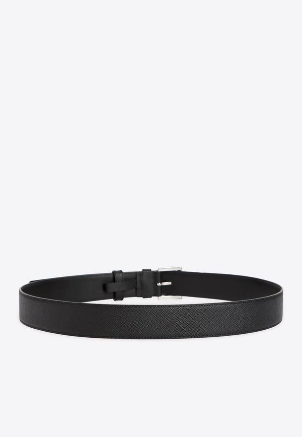 Triangular Logo Calf Leather Belt