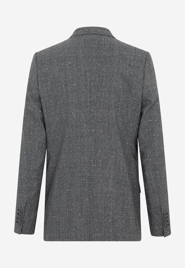 Prince of Wales Double-Breasted Blazer in Wool