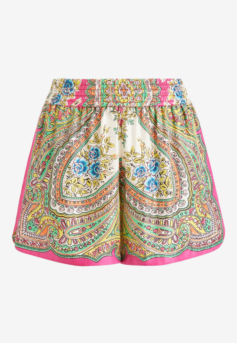 Etro Floral Paisley Silk Shorts Multicolor 19630-4468 0650