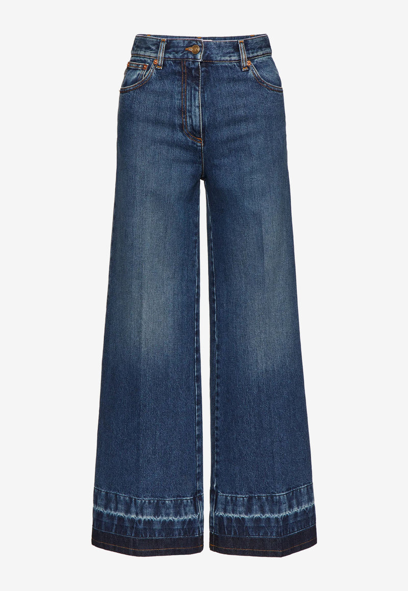 Valentino Washed Wide-Leg Jeans Denim 1B3DD13U79E 558