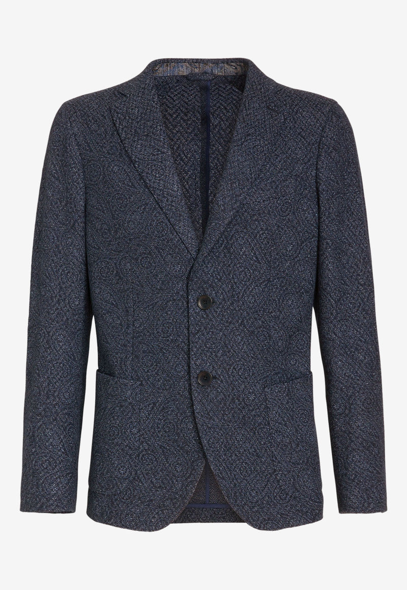 Etro Single-Breasted Paisley Jacquard Blazer Navy 1G440-0201 0200