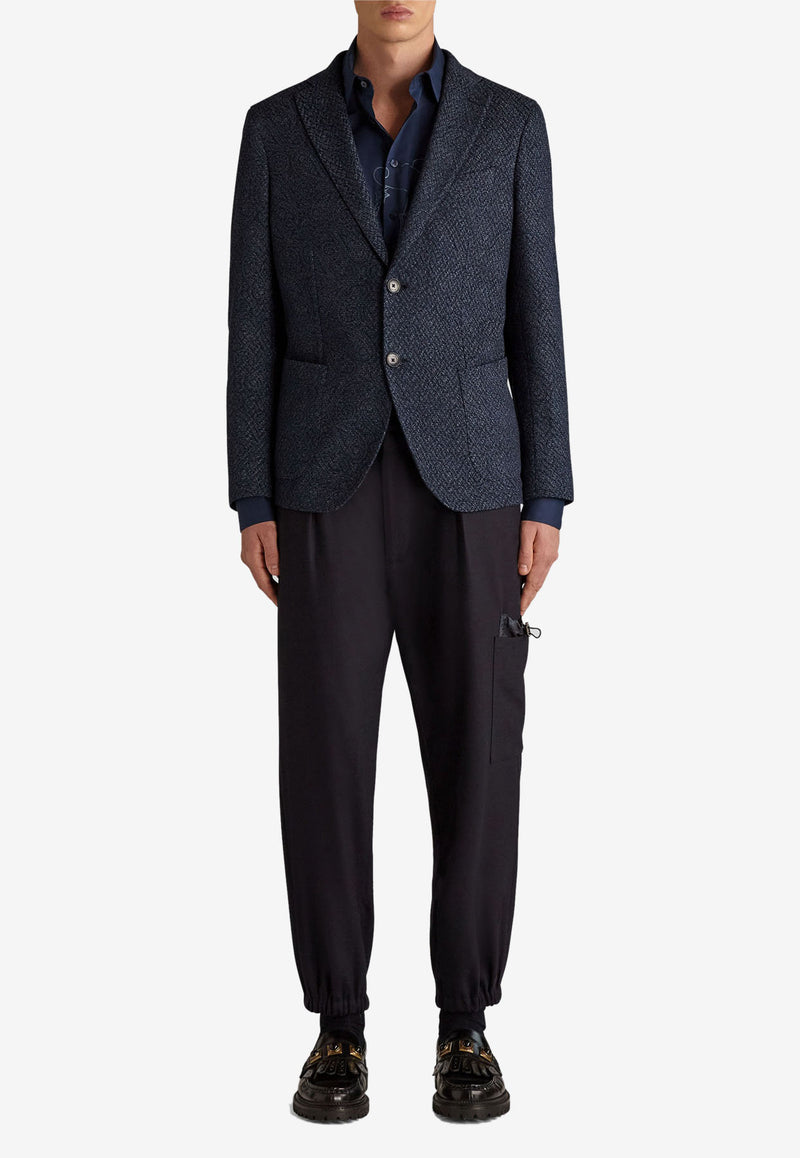 Etro Single-Breasted Paisley Jacquard Blazer Navy 1G440-0201 0200