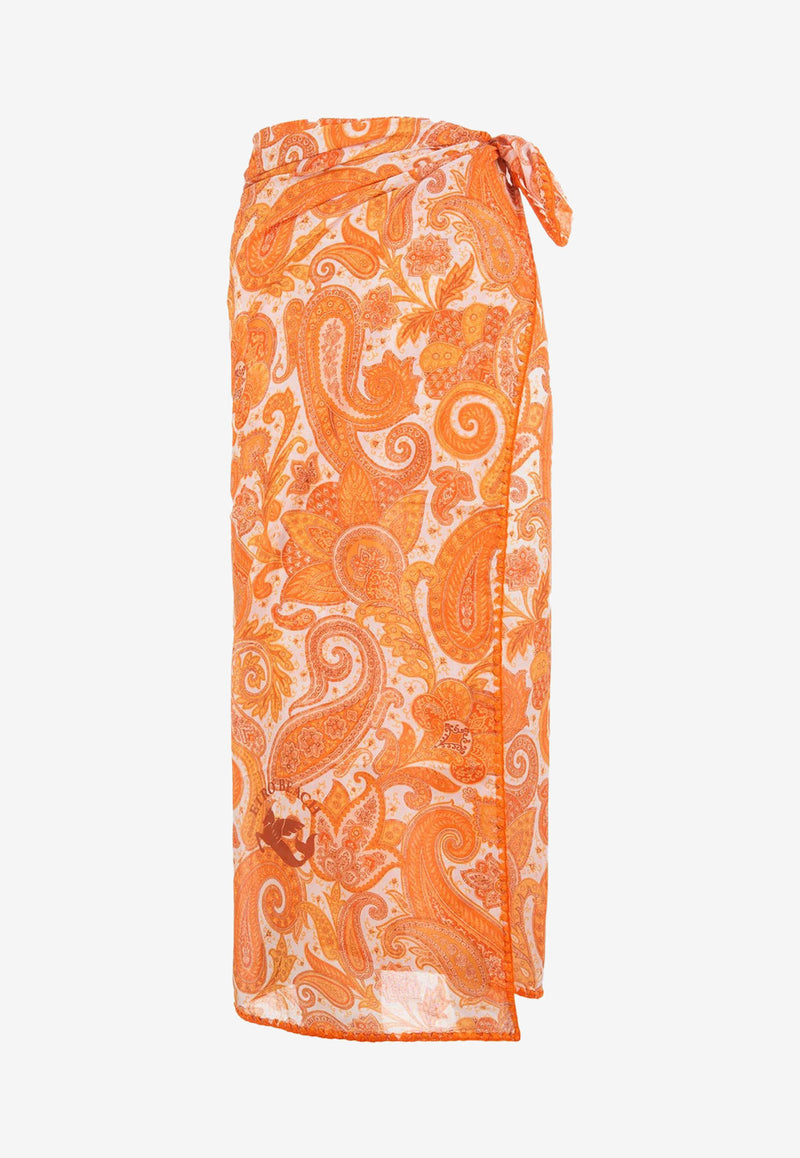 Etro Paisley Print Sarong Orange 1H720-9568 0750