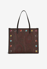 Etro Medium Paisley Shopping Bag with Stone Embellishment Brown 1N008-8665 0600