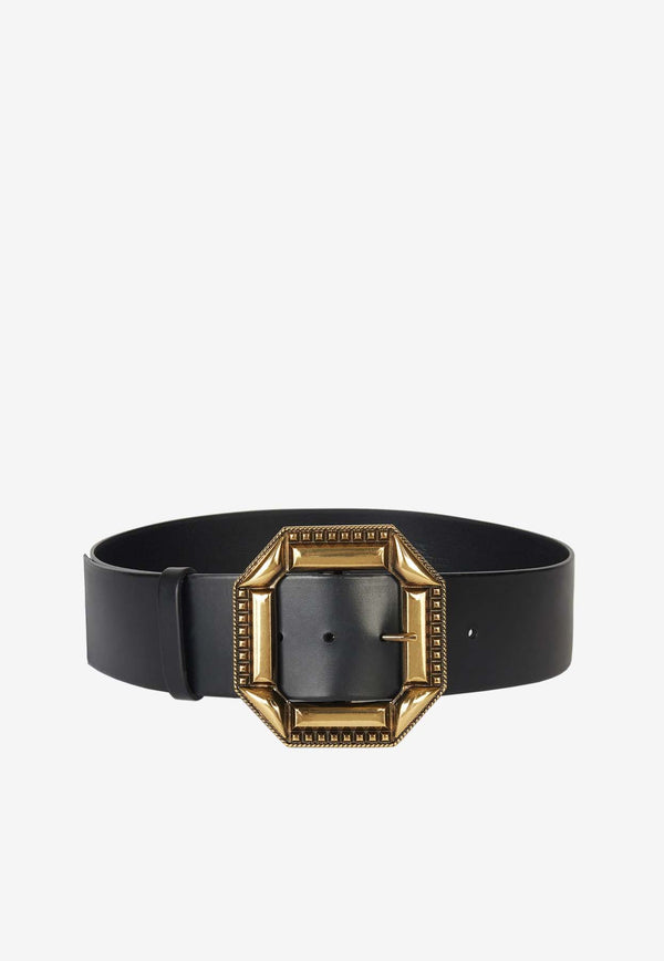 Etro Metal Buckle Leather Belt Black 1N843-2863 0001