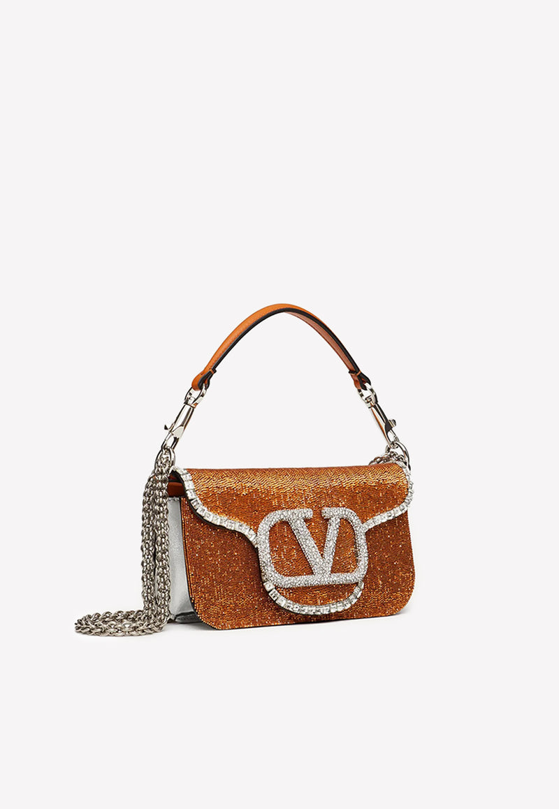 Valentino Small Locò VLogo Crystal Shoulder Bag  Orange 1W2B0K53SLX V4E