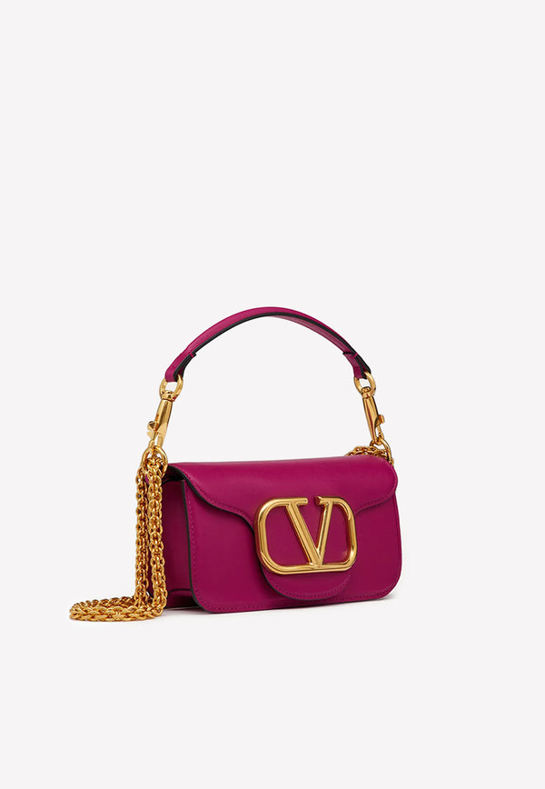 Valentino Small VLogo Shoulder Bag in Calfskin Fuchsia 1W2B0K53ZXL M24