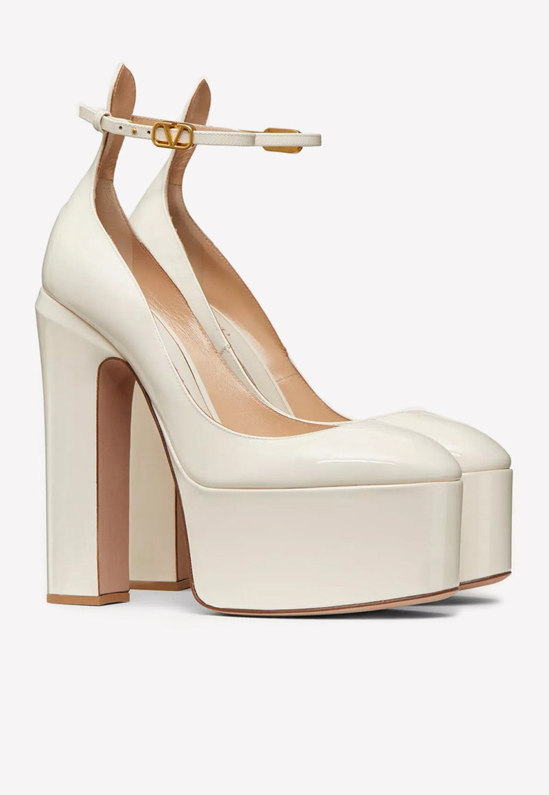 Valentino Tan-Go 155 Platform Pumps in Patent Leather Ivory 1W2S0DQ3VNE I16