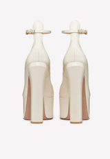 Valentino Tan-Go 155 Platform Pumps in Patent Leather Ivory 1W2S0DQ3VNE I16