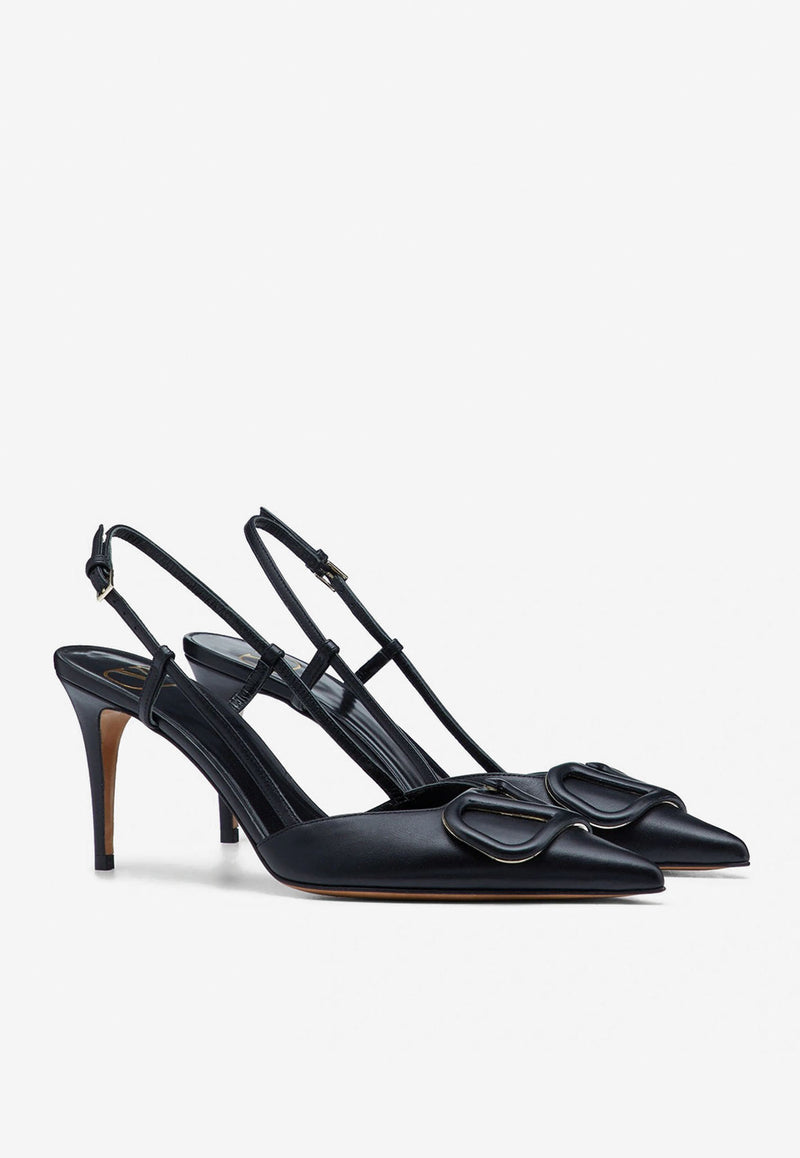 Valentino VLogo 80 Calf Leather Slingback Pumps Black 1W2S0R01MZF 0NO