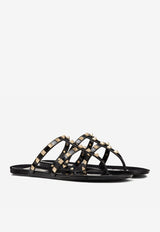 Valentino Rockstud Flat Thong Sandals Black 1W2S0T84PVS 0NO