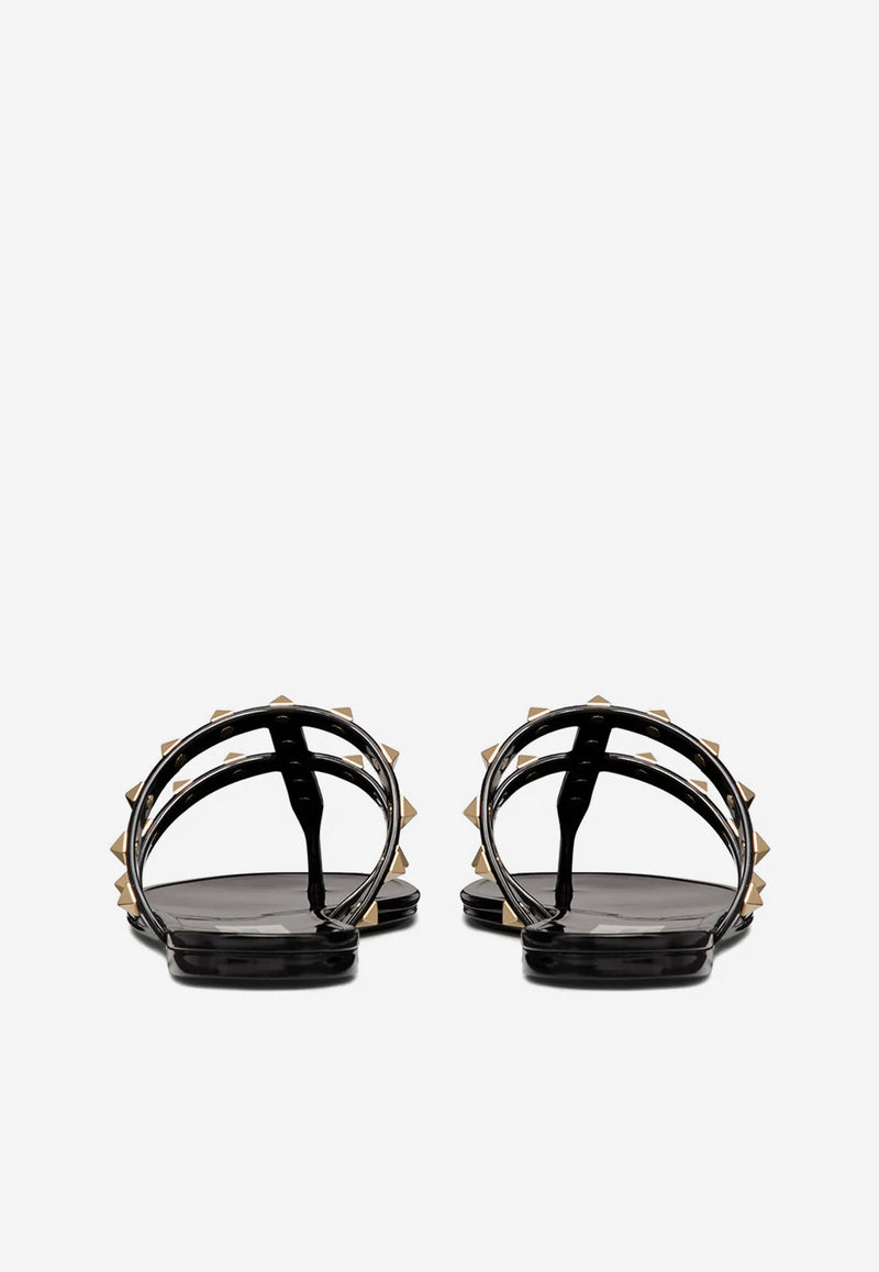 Valentino Rockstud Flat Thong Sandals Black 1W2S0T84PVS 0NO