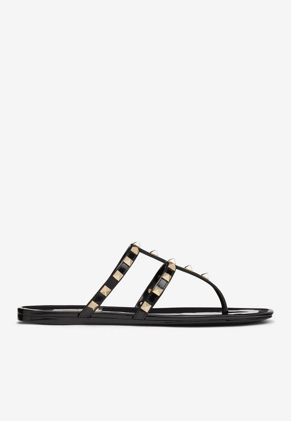 Valentino Rockstud Flat Thong Sandals Black 1W2S0T84PVS 0NO