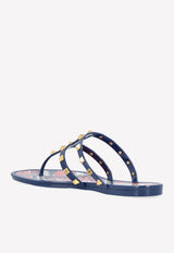 Valentino Roman Stud Flat Thong Sandals Blue 1W2S0T84XGJ BC1