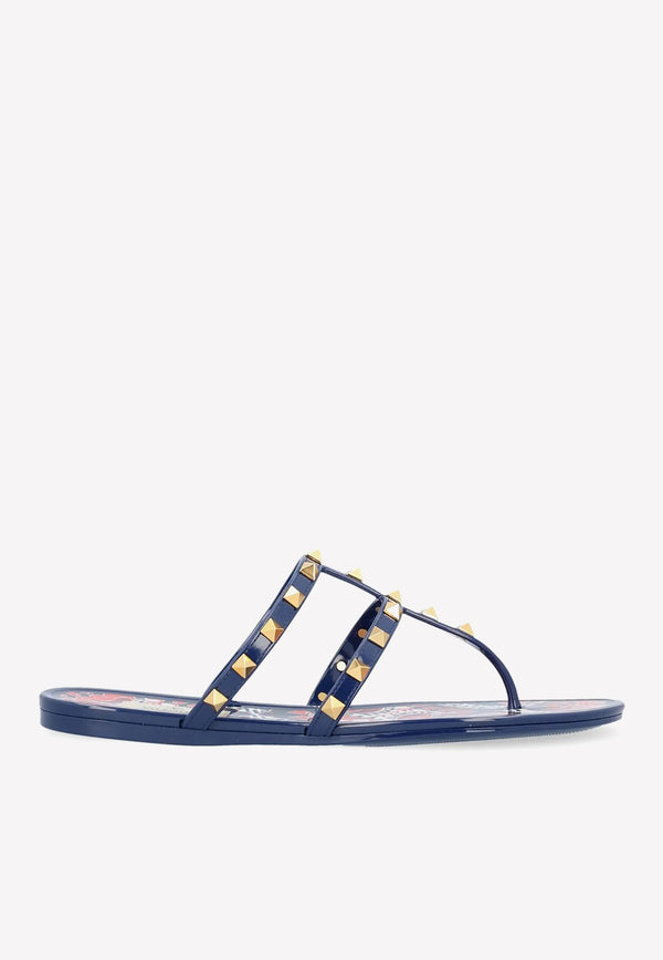 Valentino Roman Stud Flat Thong Sandals Blue 1W2S0T84XGJ BC1