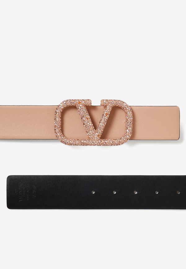 Valentino VLogo Reversible Belt with Swarovski® Crystals Blush 1W2T0S11GEP V2X